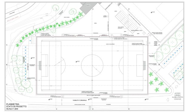 Campo di calcio in erba artificiale, Disegno